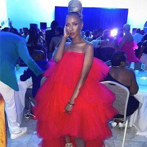 (Red) multi-layered Tulle Dress